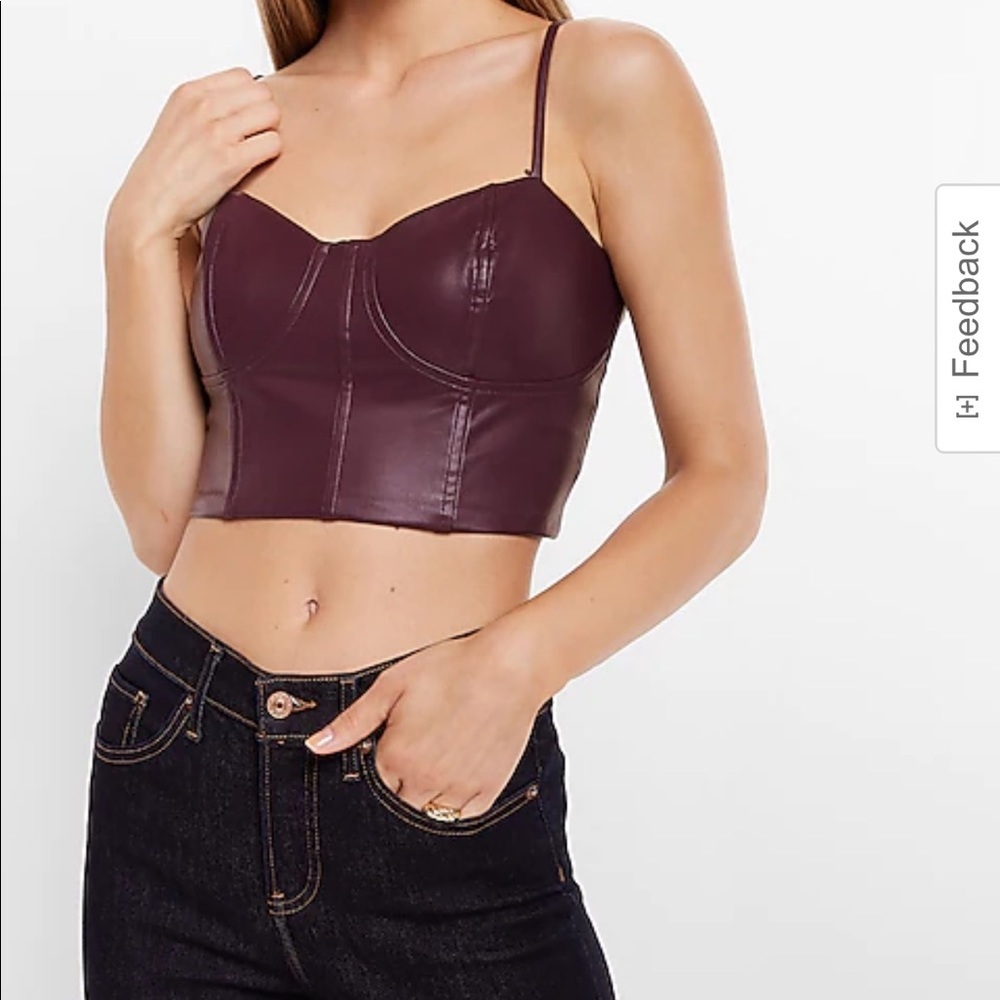 Express Contour Faux Leather Corset Crop Top